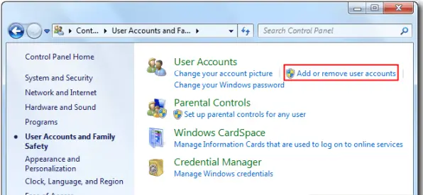 add or remove user account to reset password