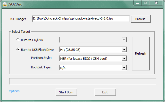 burn cd into usb to reset win7 password