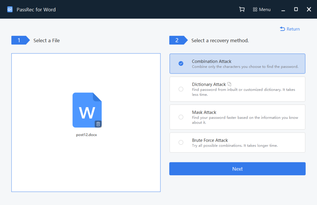 choose password attack method