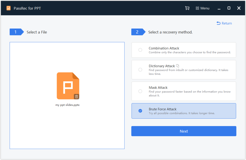 choose password attack method