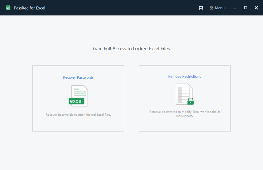 unlock forgot excel password with passrec