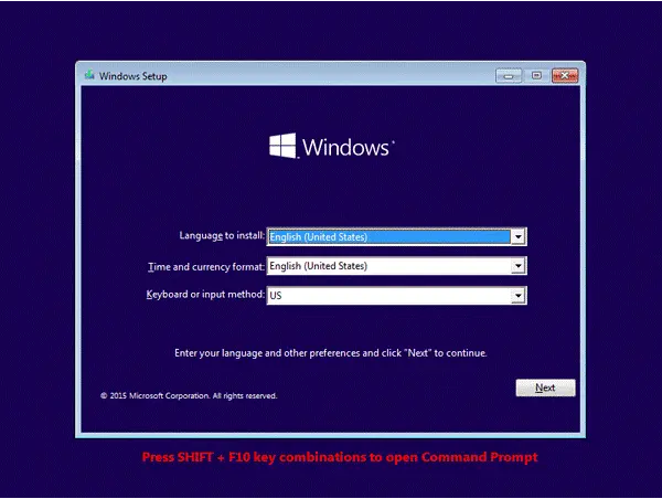 bypass windows 10 password command prompt