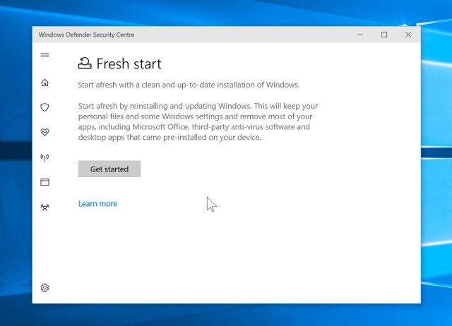 fresh start pc to fix resetting problem