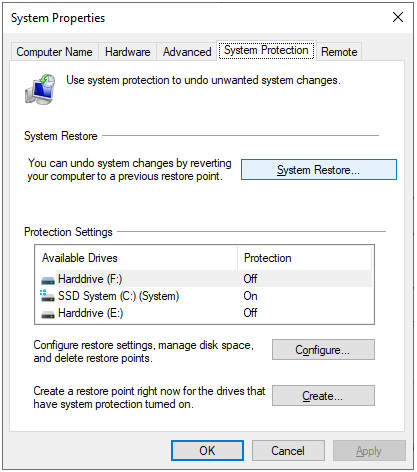 using system restore point to fix problem resetting pc