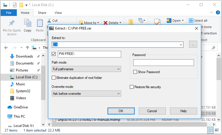 open a rar file with 7-Zip